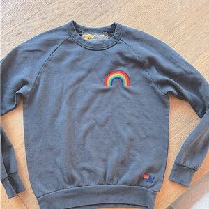 AVIATOR NATION RAINBOW EMBROIDERY CREW SWEATSHIRT - CHARCOAL - XS